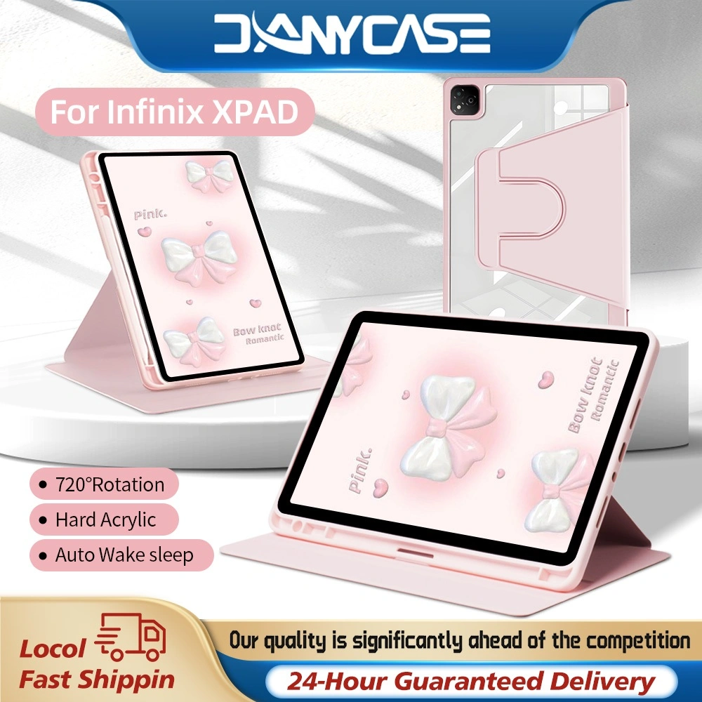 DANYCASE 360° Rotation Case with Pencil Slot Acrylic For Infinix XPad 20 11“ /Infinix XPad 20 Pro 12.1“TPU Material Scratch-Resistant Case for Infinix XPad 11"Transparent Cover