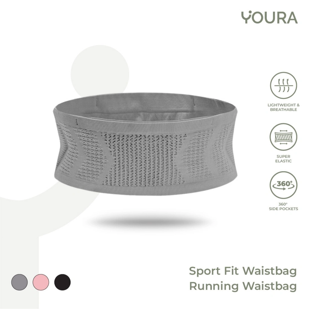 YOURA - Tas Pinggang Sabuk Lari Jogging Sport Wanita Running Belt Tas Pinggang Running Belt High Elasticity