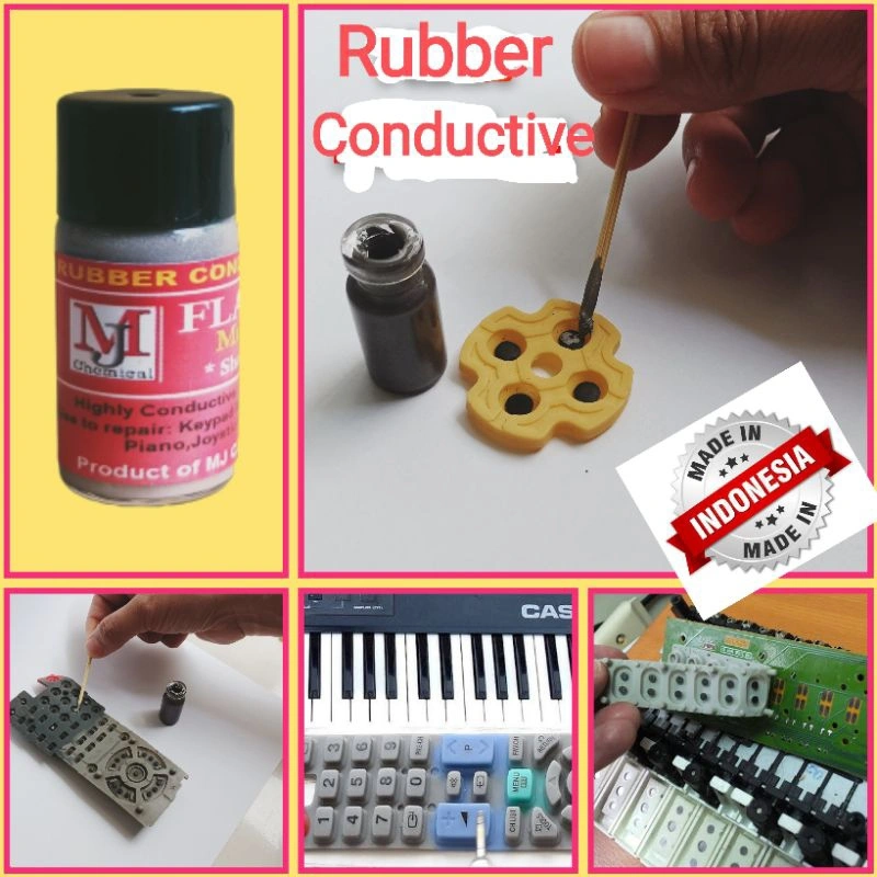 Rubber conductive paint cat konduktif utk karet remote, joystick ,keyboard , piano Dll