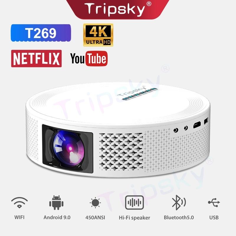 Tripsky Android proyektor T269 WiFi dual-band 300 Ansl Smart Projector Hi-Fi speaker Android 9.0