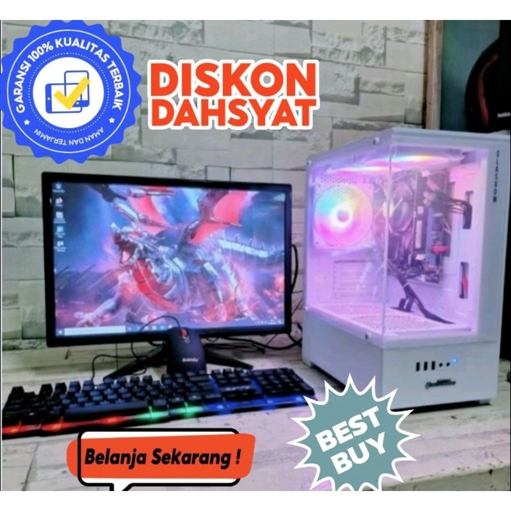 PC Gaming Editing Intel Core i5 3470 Ram 16Gb VGA 4GB SSD 128Gb Monitor 22 inch" Inch SIAP PAKAI