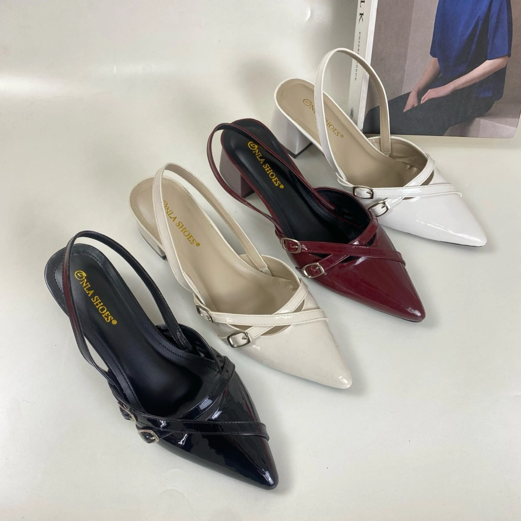 Onlashoes - NEW Flatshoes Wanita MAUDY Hak 5CM Sepatu Kerja Karet Hitam Desain Elegan & Nyaman