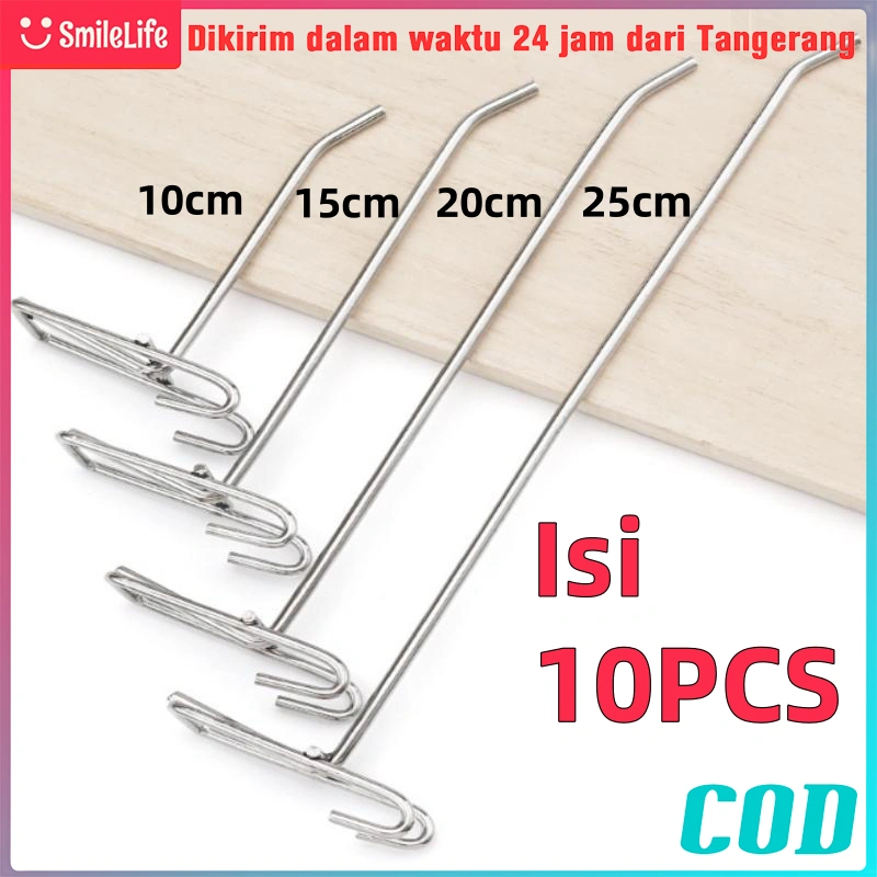 10pcs Cantolan Hak Ram Nekel/Cantolan  Hook Ram Stenlis Tebal Semua Ukuran