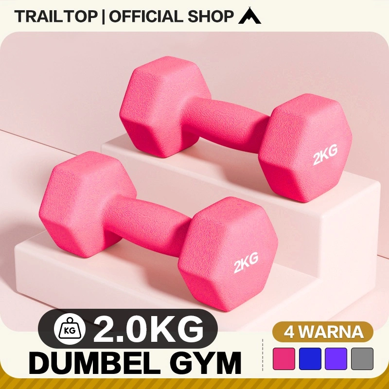 TrailTop Dumbell Barbel 2kg Sepasang Gym Fitnes Home Workout Olahraga Rumah