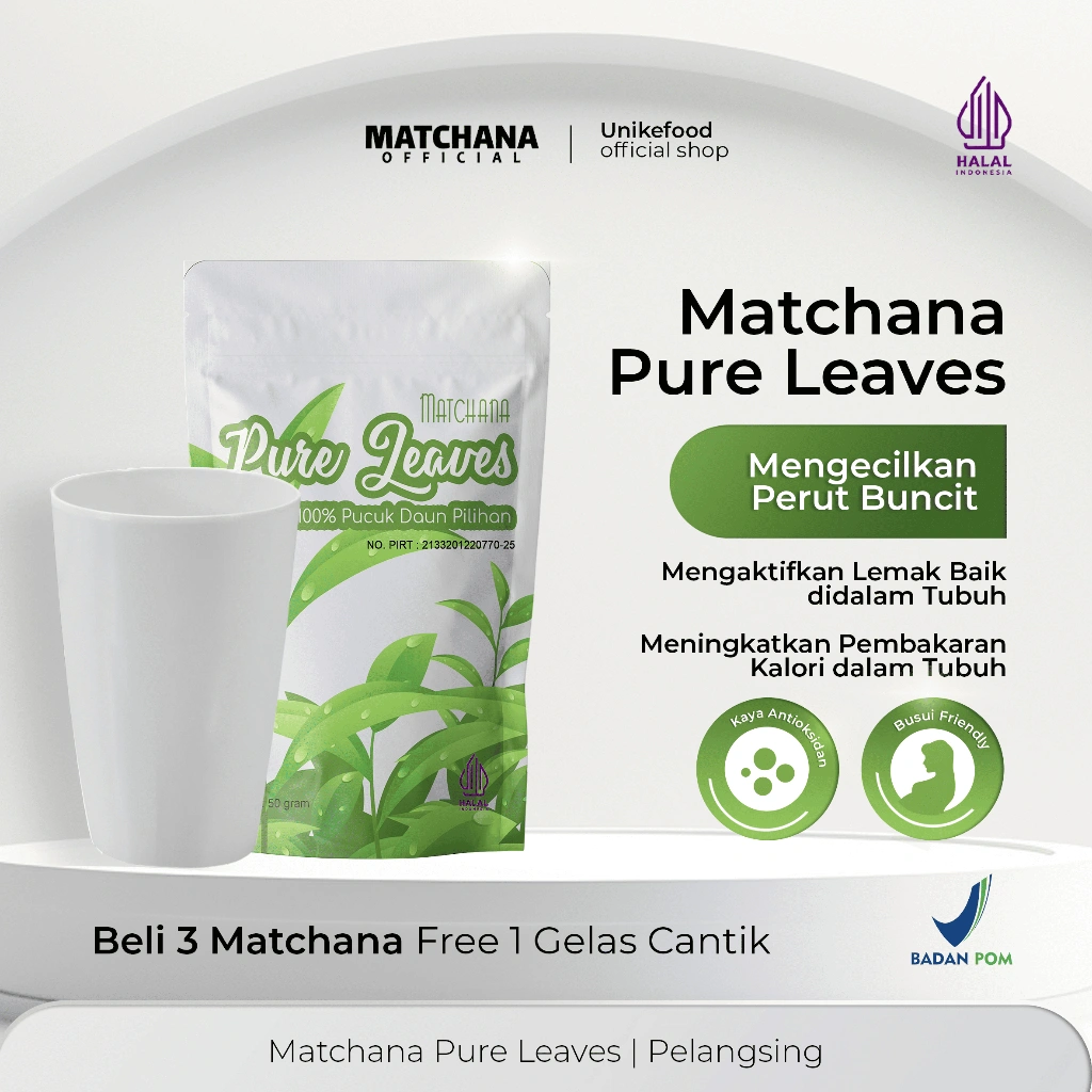 Teh Hijau Diet Green Tea | Matchana Pure Leaves, Pelangsing Herbal Organik, Teh Pelangsing Herbal