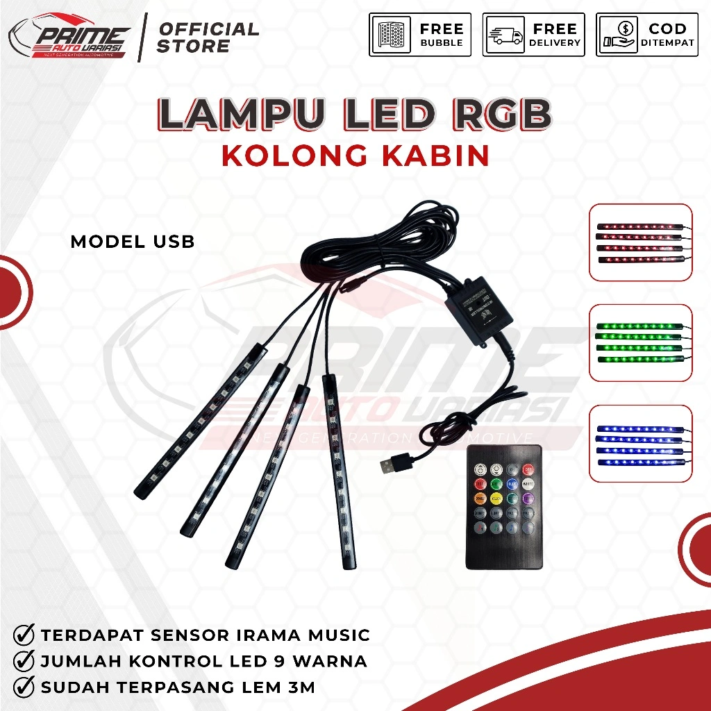 Lampu Led Kolong RGB + App Atau Remote With Sensor Music