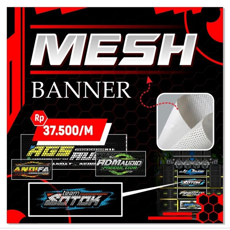 Mesh banner / banner jaring untuk sound system / banner audio awet high quality