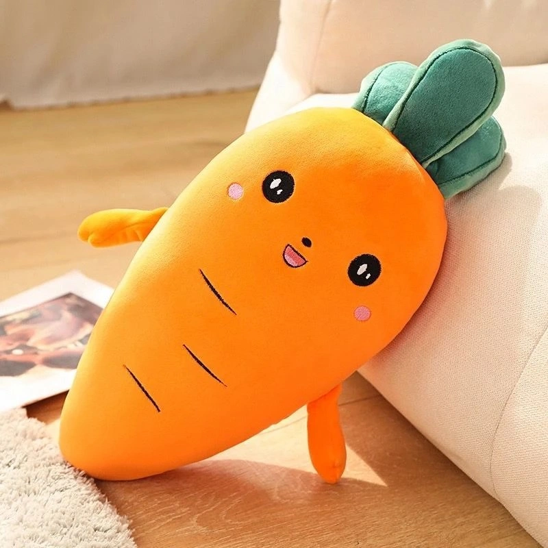 Boneka Wortel Lucu 35cm – Bantal Peluk Karakter Sayur Menggemaskan | Kado Anak & Dekorasi Kamar