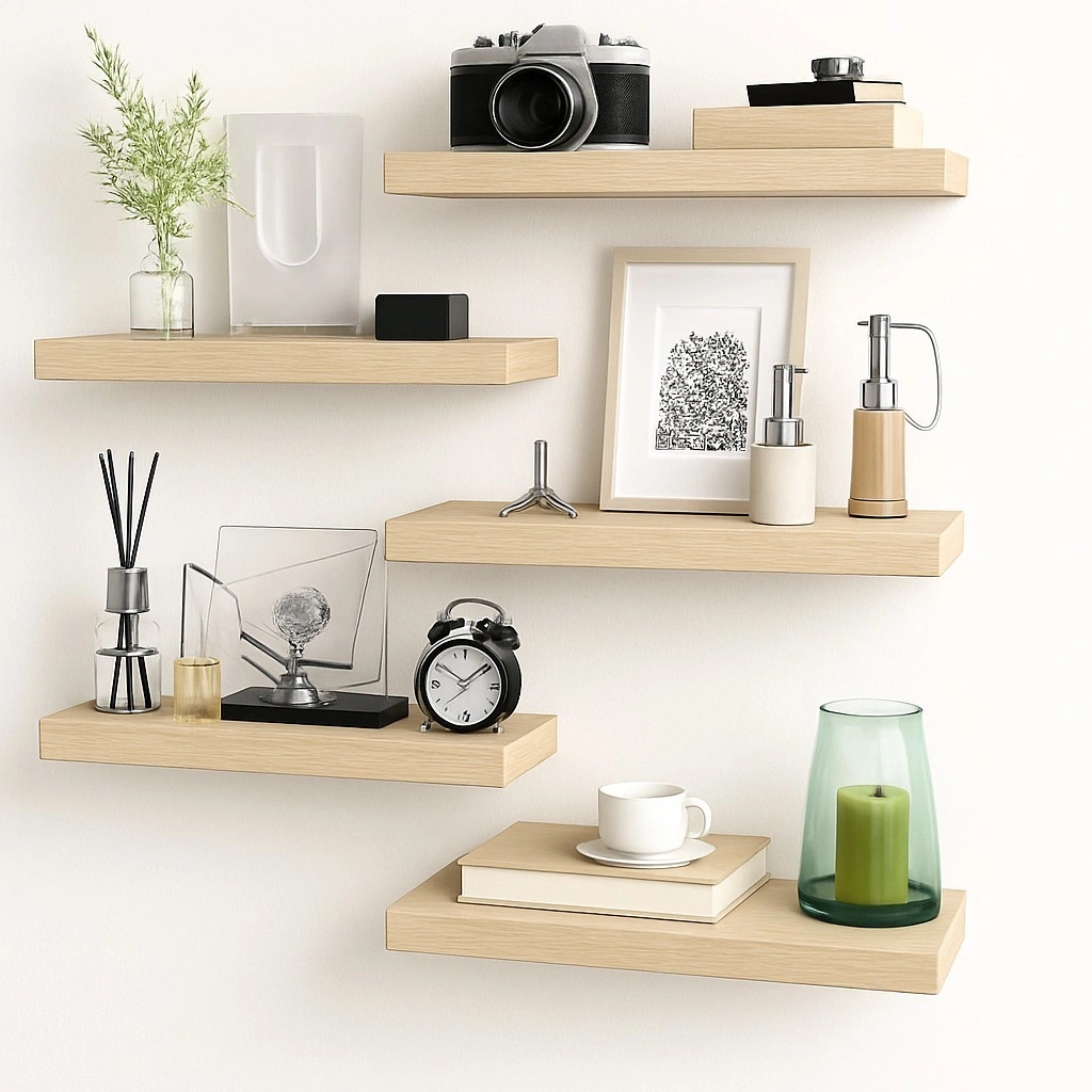 Rak Tempel Dinding 20 cm – Ambalan Kayu Serbaguna untuk Buku, Dapur, dan Kamar Mandi