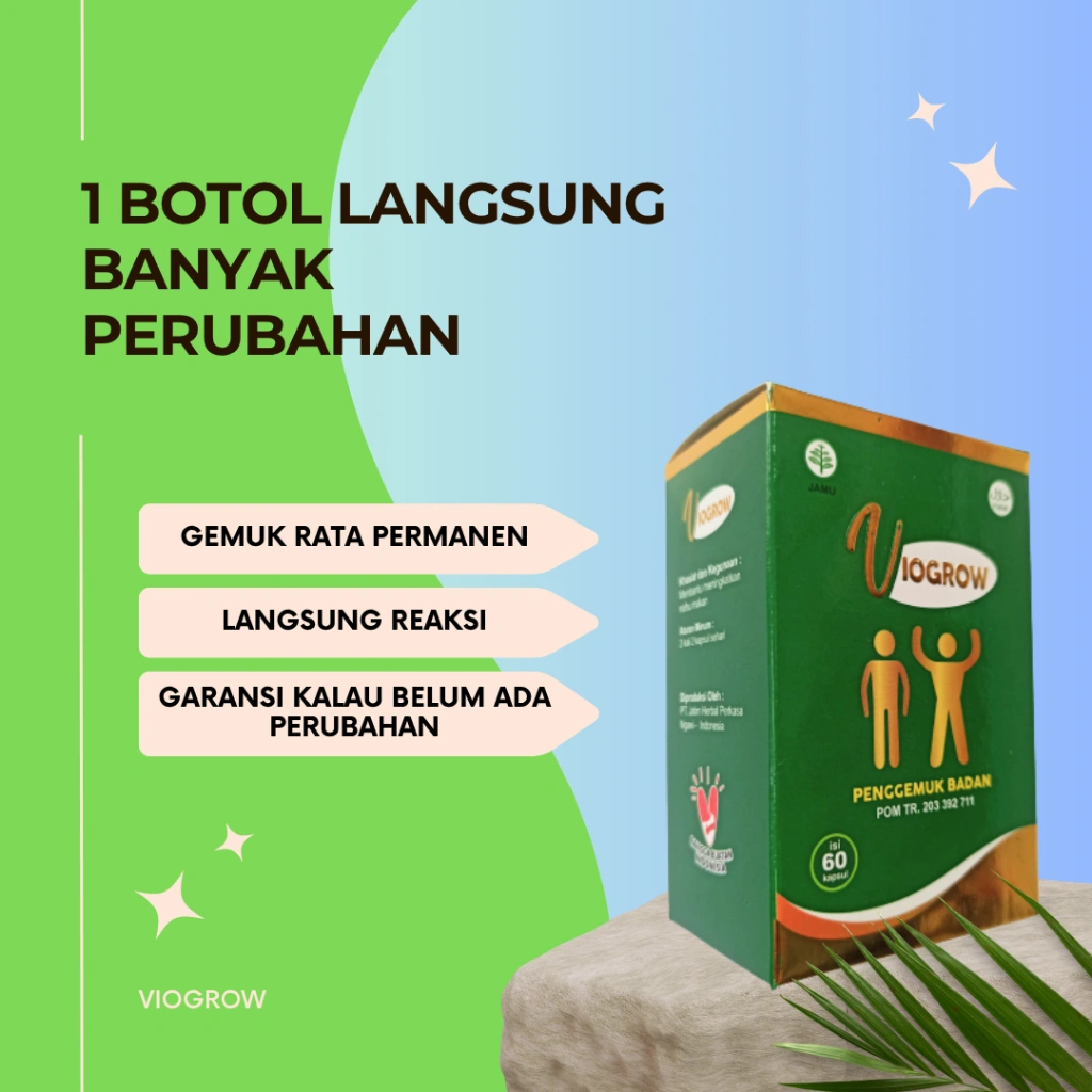 Terbukti ampuh Viogrow Obat gemuk Permanen Penggemuk badan herbal alami serta penambah nafsu makan Berat badan bikin cepat gemuk Penambah nafsu makan anak dan dewasa pria dan wanita ubat gemuk permanen Bpom gemuk farmasi Multivitamin Herbal Suplemen