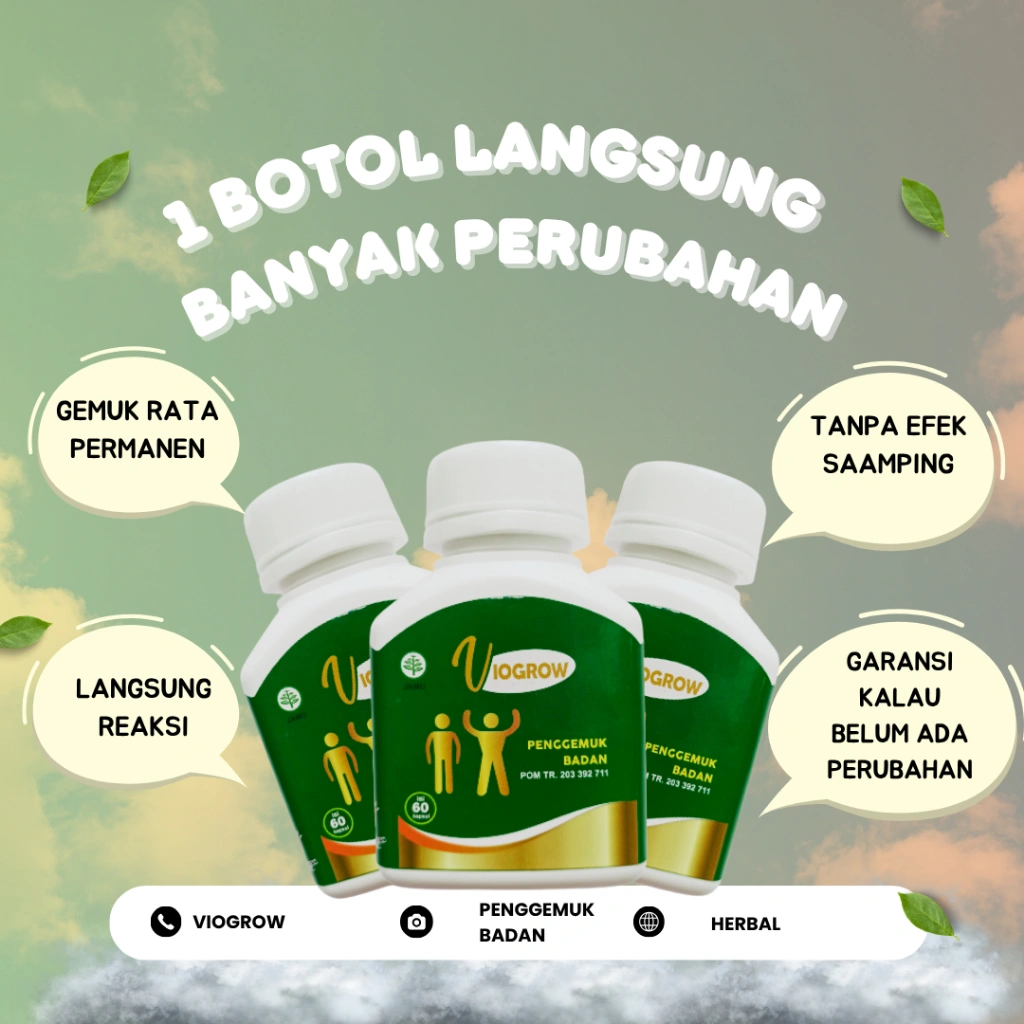 Penambah Berat Badan Viogrow Obat gemuk Permanen Penggemuk badan herbal alami serta penambah nafsu makan badan bikin cepat gemuk Penambah nafsu makan anak dan dewasa pria dan wanita ubat gemuk permanen Bpom gemuk farmasi Multivitamin Herbal Suplemen