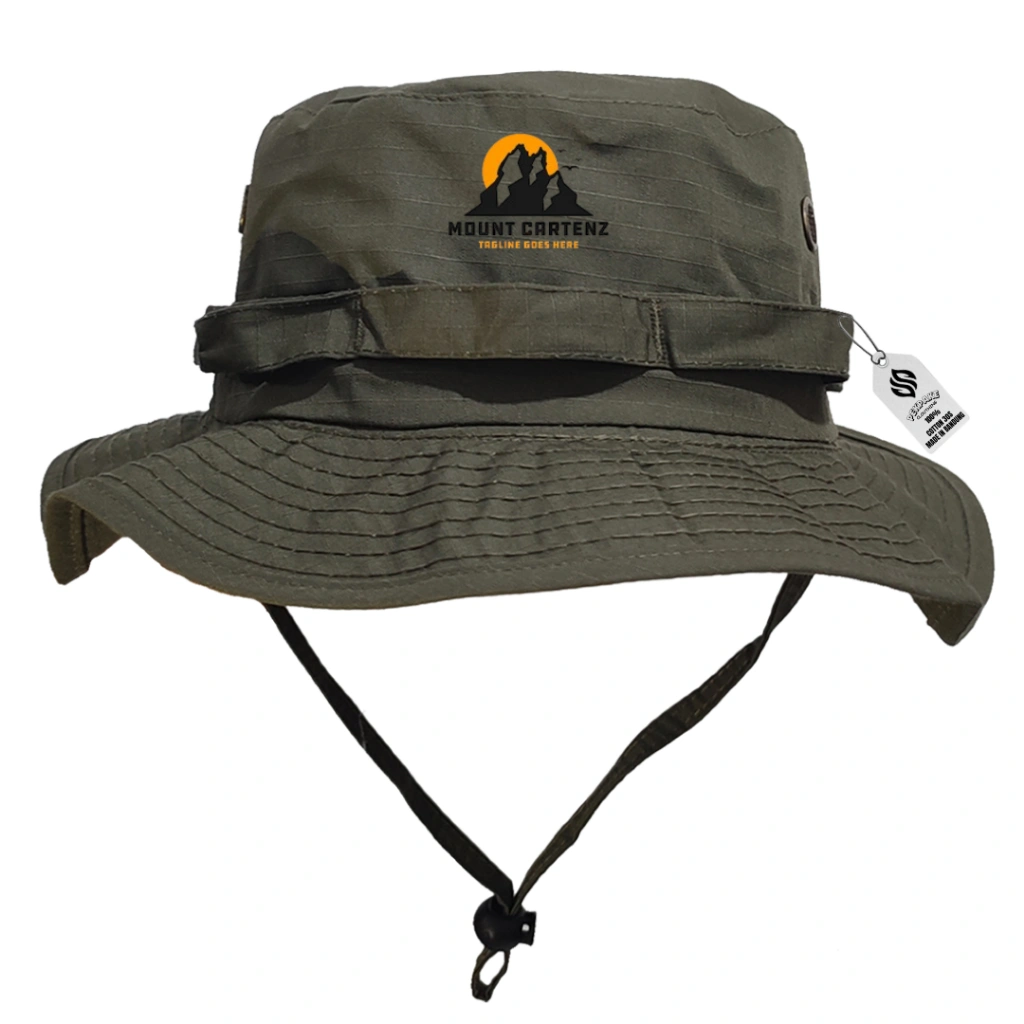 Mount Cartenz Topi Rimba Bucket Hijau, Topi Bukcet Rimba Logo Gunung Cartenz Jaya wijaya