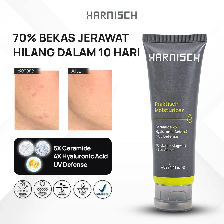 HARNISCH Praktisch Moisturizer 2in1 Pelembab Wajah Dengan Sunscreen 40 gr face wash jerawat sabun muka kulit berminyak sabun kulit jerawat Sabun pembersih wajah untuk kulit kusam, berminyak & berjerawat sabun muka pria sabun pencerah pria BPOM