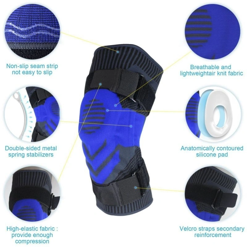 Seven Plus Deker Pelindung Lutut 2 Spring + 2 Elastis Strap + Patella Gel Knee Pad AB006