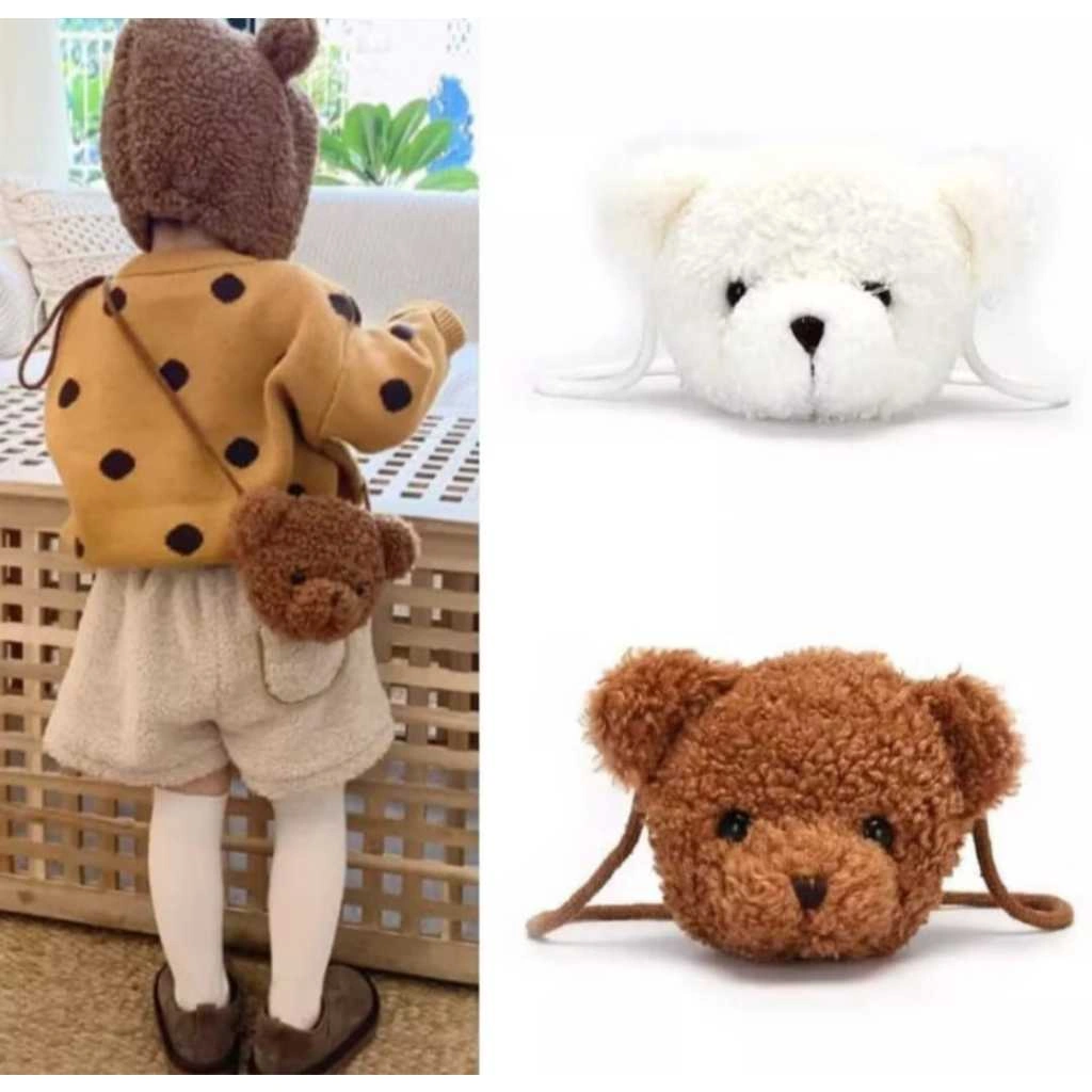 Tas Selempang Boneka Mini/ Tas Wanita Teddy Bear Mini/ Selempang Bulu