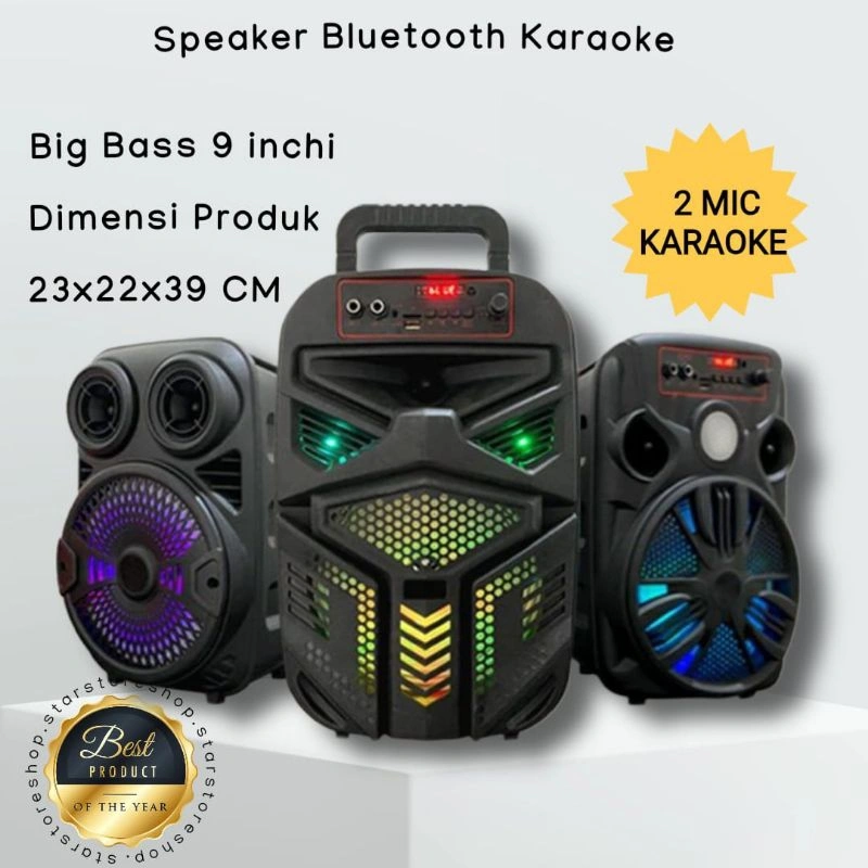[ SSS ] 2 MIK Speaker Jumbo Besar Wireless Portable Musik Music Box loudspeaker Salon Aktif Bluetooth