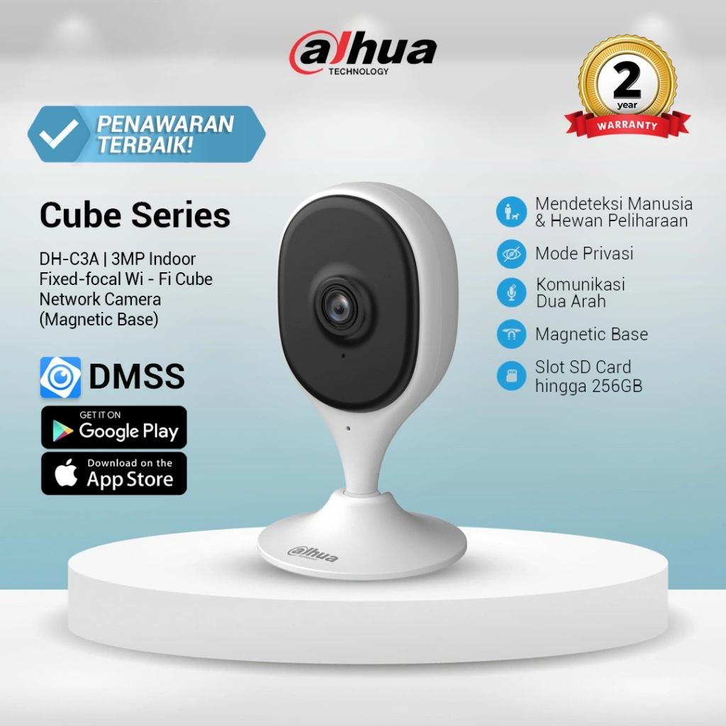 Dahua Cube Series DH-C3A DH-C5A | Kamera CCTV Wi-Fi 3MP 5MP Smart IP Camera Audio Night Vision Wifi CCTV Magnet