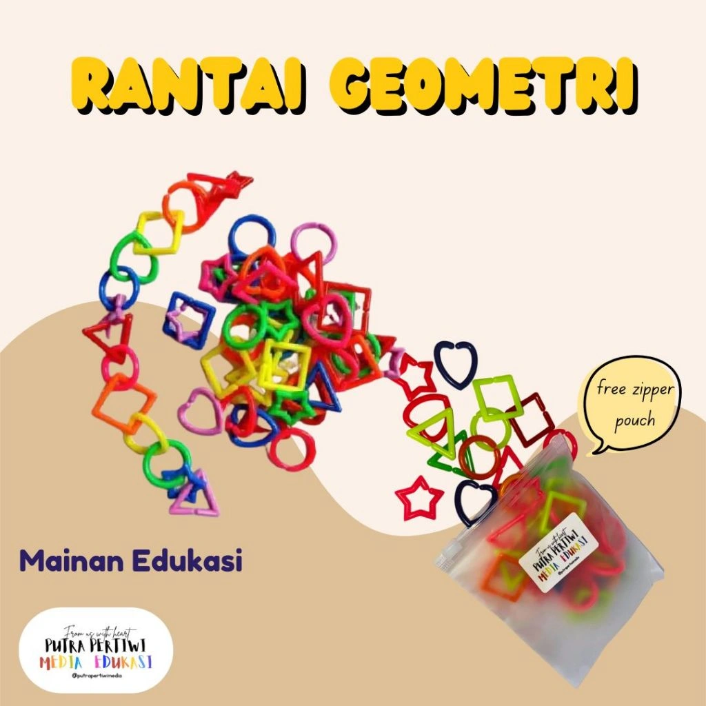 Meronce Rantai Geometri Mainan Edukasi Montessori Ronce Puzzle Anak Kreatif Kemasan