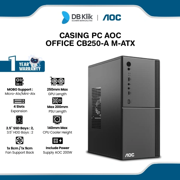 AOC Casing PC Office CB250-A m-ATX include PSU 200W