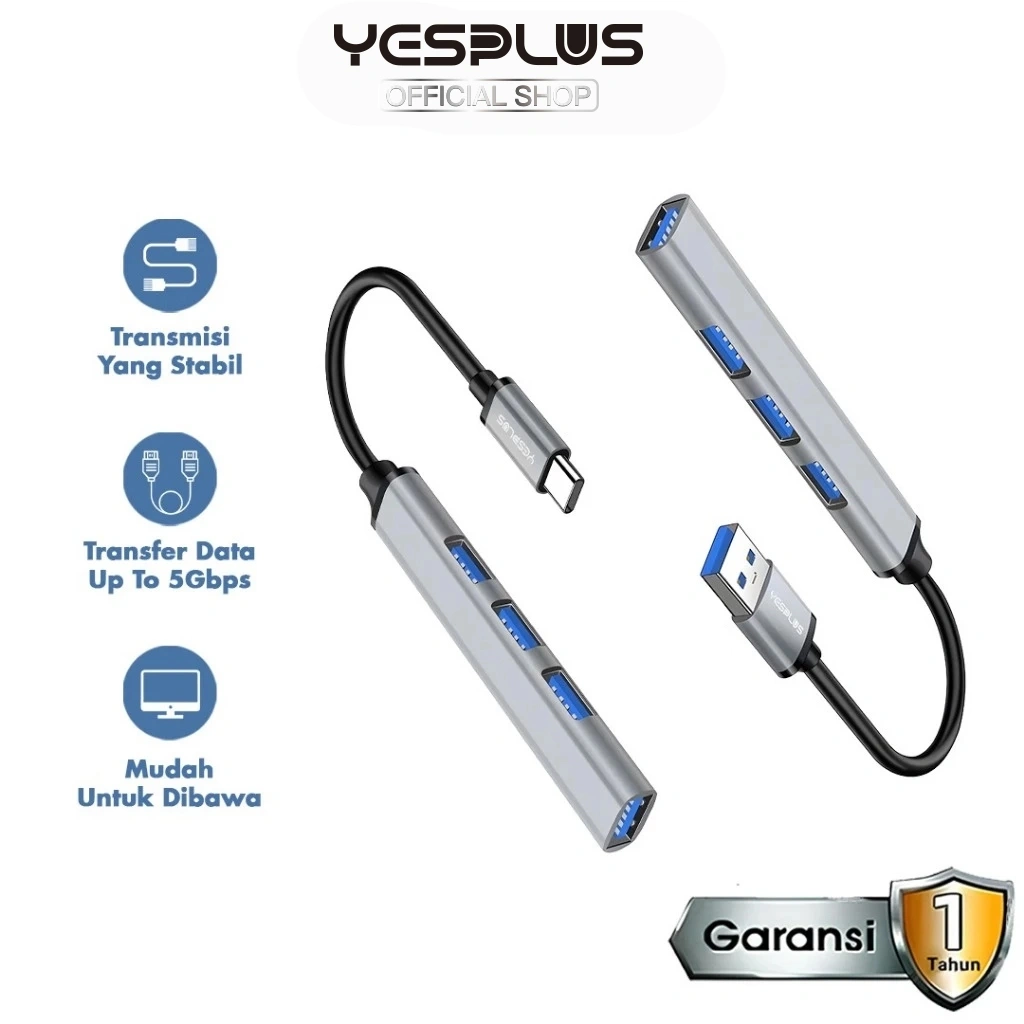 YESPLUS YS1404/YS1405 Original 4 Port 25cm USB Hub 3.0 High Speed 5Gbps Portable Multi Function