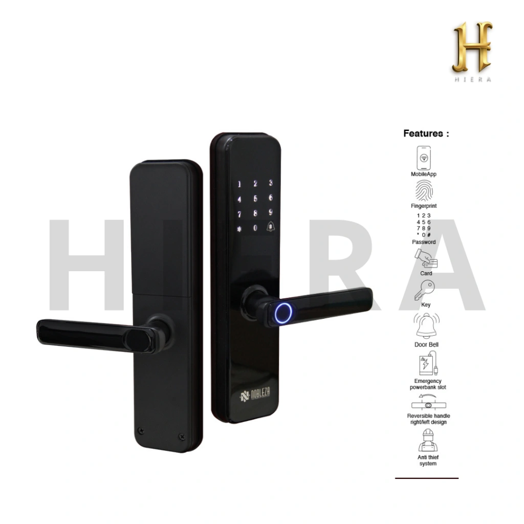NOBLEZA Smart Door Lock Kunci Pintu Digital Fingerprint RFID Smartlock TUYA WIFI RIGEL BLACK