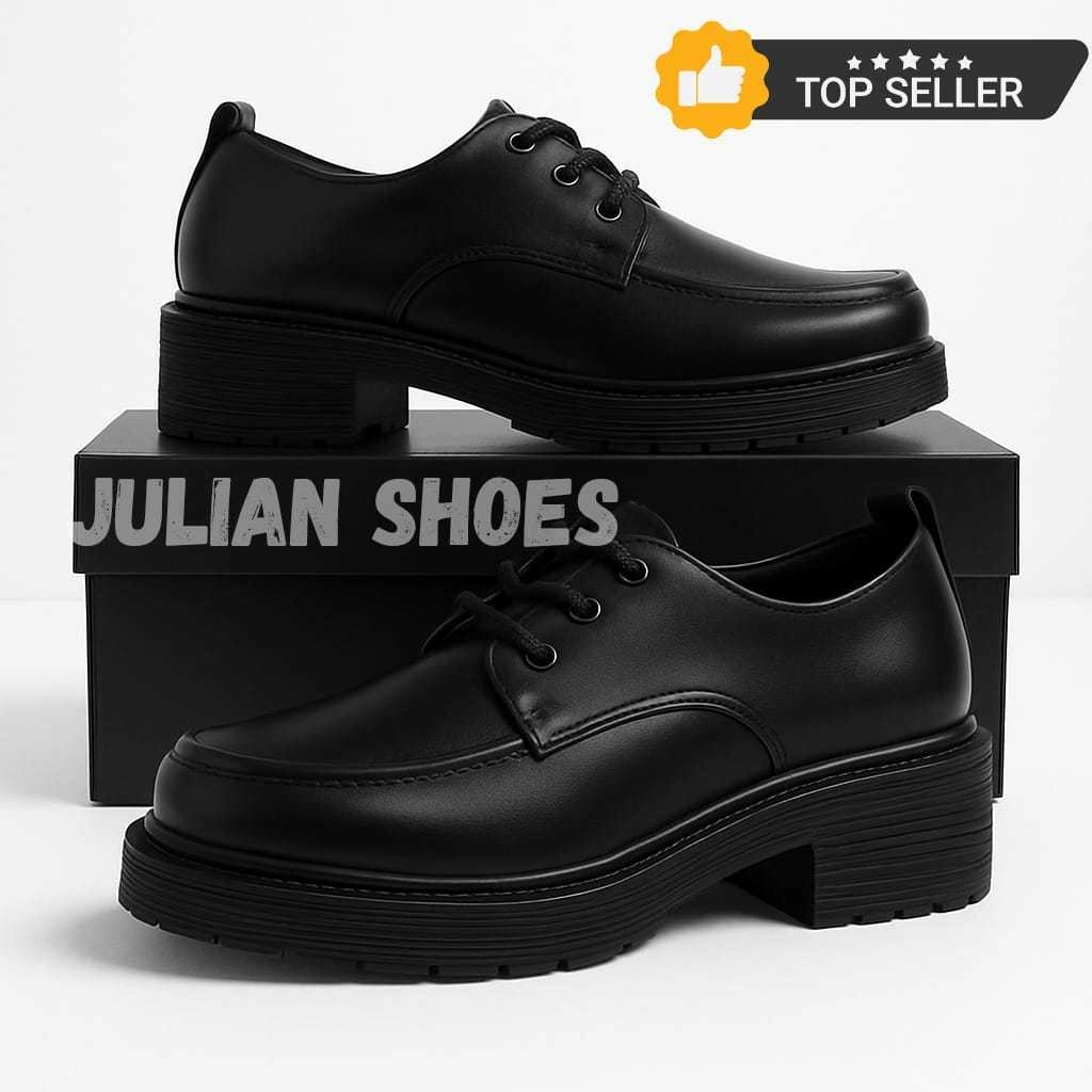 Sepatu Wanita Formal Casual Kerja Semi Kulit Simple Hitam