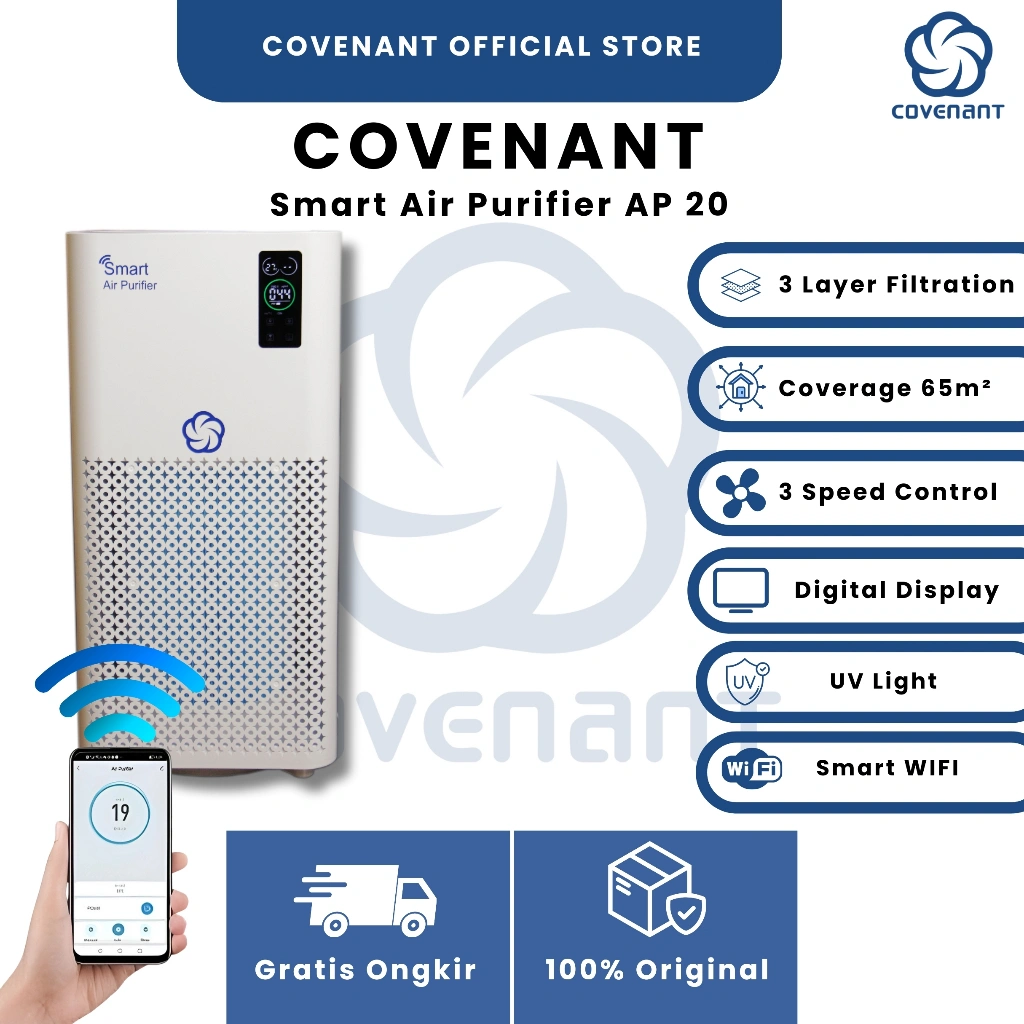 Covenant Smart Air Purifier AP-20 WIFI True HEPA 13 Pembersih Udara Ruangan Kamar Rumah Kantor
