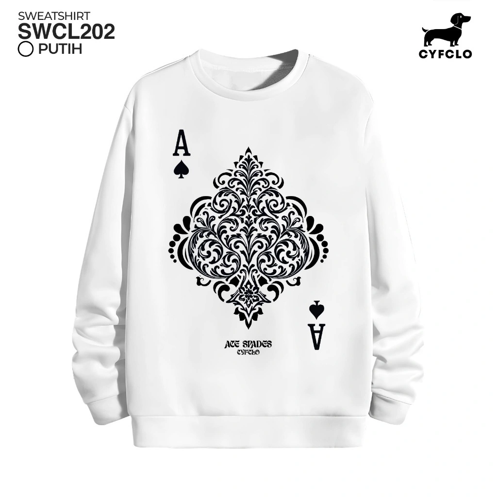 CYFCLO SWCL201-Ace Spade Sweater Crewneck Lengan Panjang Unisex Tebal