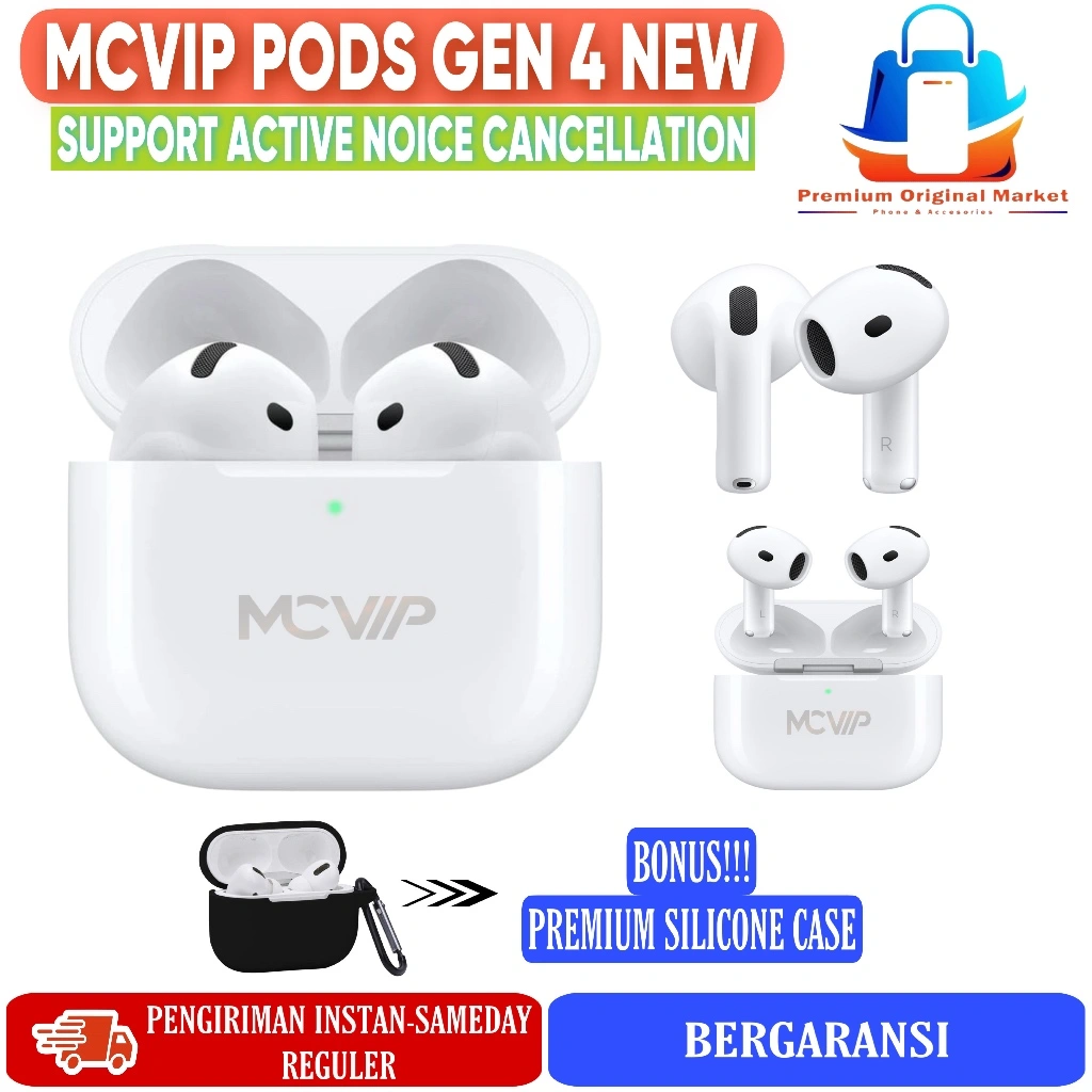 MCVIP Pods Gen 4 (4th Generation) With H2 Chip ANC Active Noise Cancellation Bluetooth Wireless Charging Case