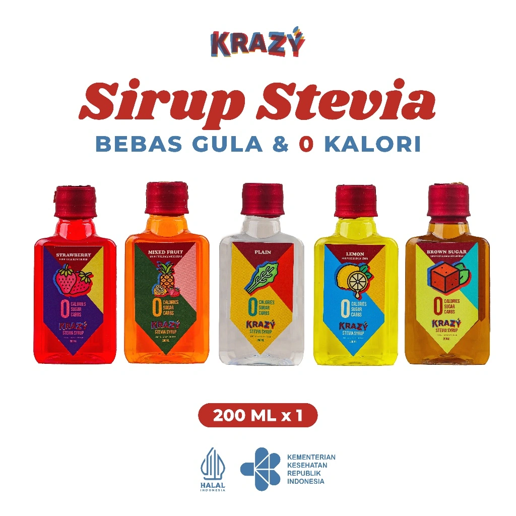 KRAZY Stevia Pemanis Alami Sirup Diet Bebas Gula Sugar Free 200 ml