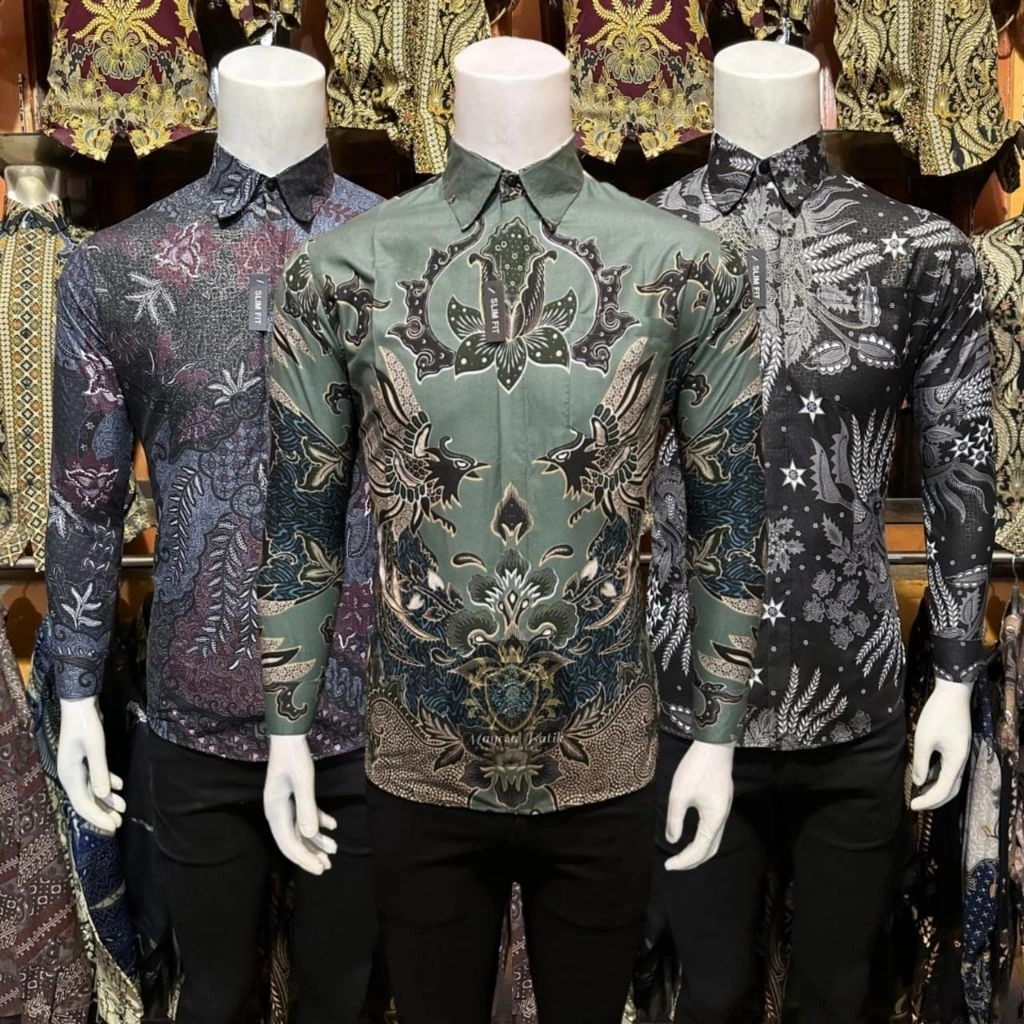 Batik Pria Lengan Panjang Slimfit Batik Sage Green Premium Quality Mayesa Batik
