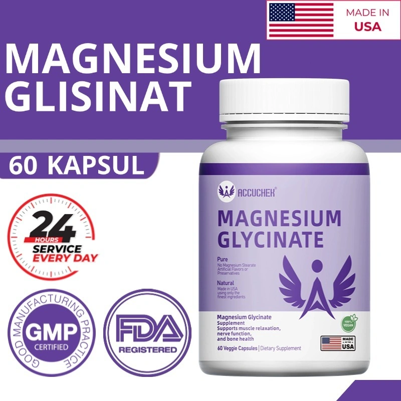 Suplemen Magnesium Glycinate 200mg, Atasi Insomnia, Dukung Fungsi Saraf & Jantung 60 Kapsul