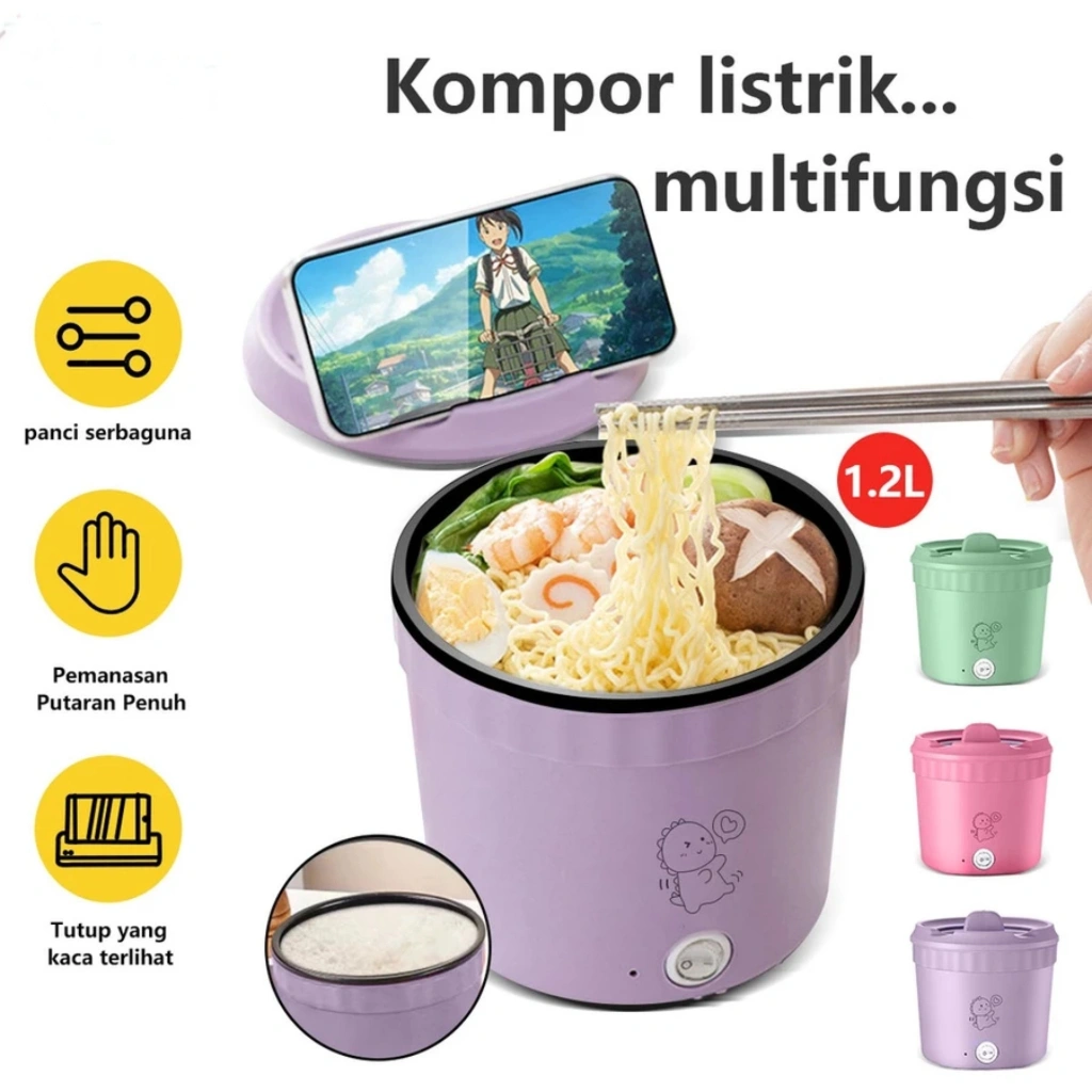 Panci Listrik Portable Serbaguna 16cm Anti Lengket Mini Rice Cooker Electric Cooking Pot Multifungsi