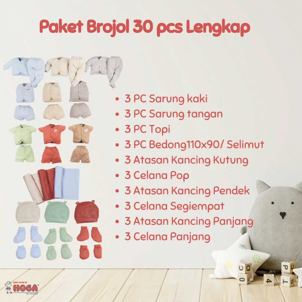 Paket 30 pc Baju Bayi Baru Lahir Paket Brojol Newborn Murah Perlengkapan bayi HOGA Series