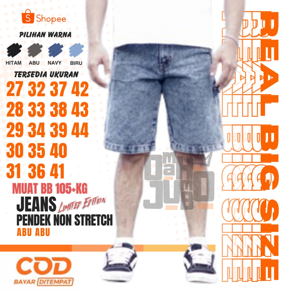 Celana Jeans Pendek Jumbo Pria Big Size 39-44