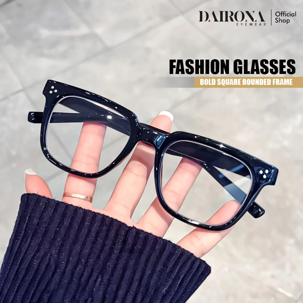 Dairona Eyewear Kacamata Minus Photocromic Lensa Anti Radiasi Anti Blueray Bluecromic TR-90 Bentuk Kotak Fashionable Pria Wanita G21