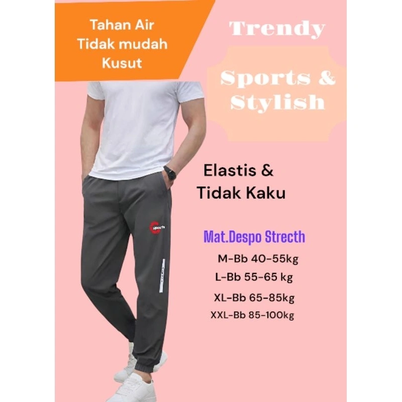 Sports - Celana Joging Olahraga Prasut Lentur Elastis Panjang Training Joger Sweetpants Gym