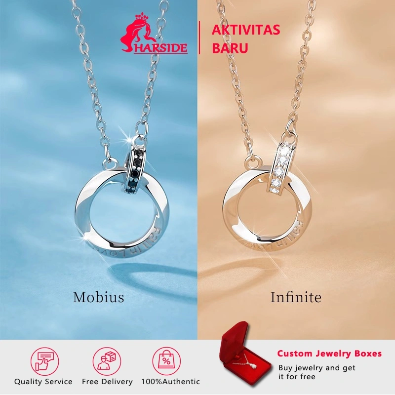 【Free Gift Box】Kalung Pasangan Mobius Silver 925 | Gelang Cinta Couple Kekinian | Hadiah Ulang Tahun untuk Pacar | Perhiasan Couple Minimalis