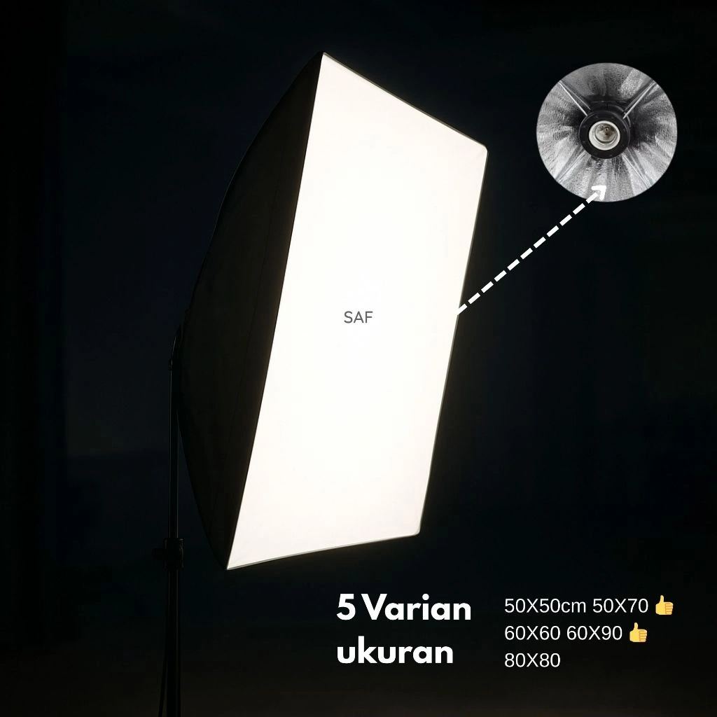 SAF Lighting soflight studio softbox lampu E27 single socket - ada 5 varian ukuran lighting terang best seller