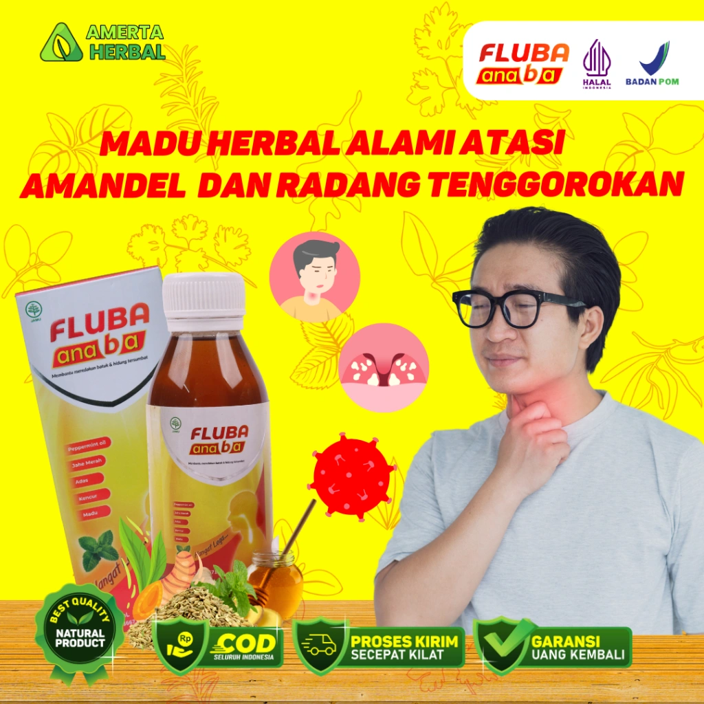 Fluba Anaba - Madu Herbal Alami Atasi Amandel dan Radang Tenggorokan - 130ml Halal BPOM