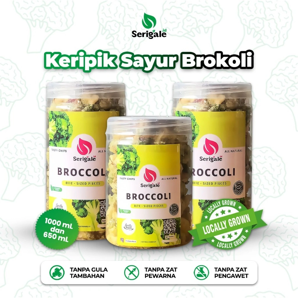 Serigale Keripik Sayur Brokoli Keripik Sayur Mix Premium, Camilan Diet Sehat Rendah Kalori