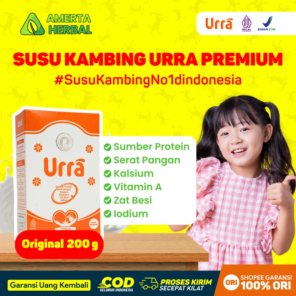 Susu Urra - Bantu Kepadatan Tulang & Gigi, Cegah Osteoporosis - Saanen Premium 200g Halal BPOM