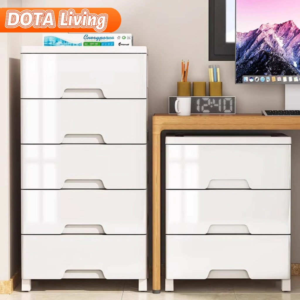 DOTA Living Lemari Pakaian Plastik 48CM Putih Laci premium Storage Cabinet Plastik tas tertutup Susun lemari plastik jumbo lemari sepatu Laci Kotak Penyimpanan lemari pakaian anak tingkat pakaian lemari plastik premium