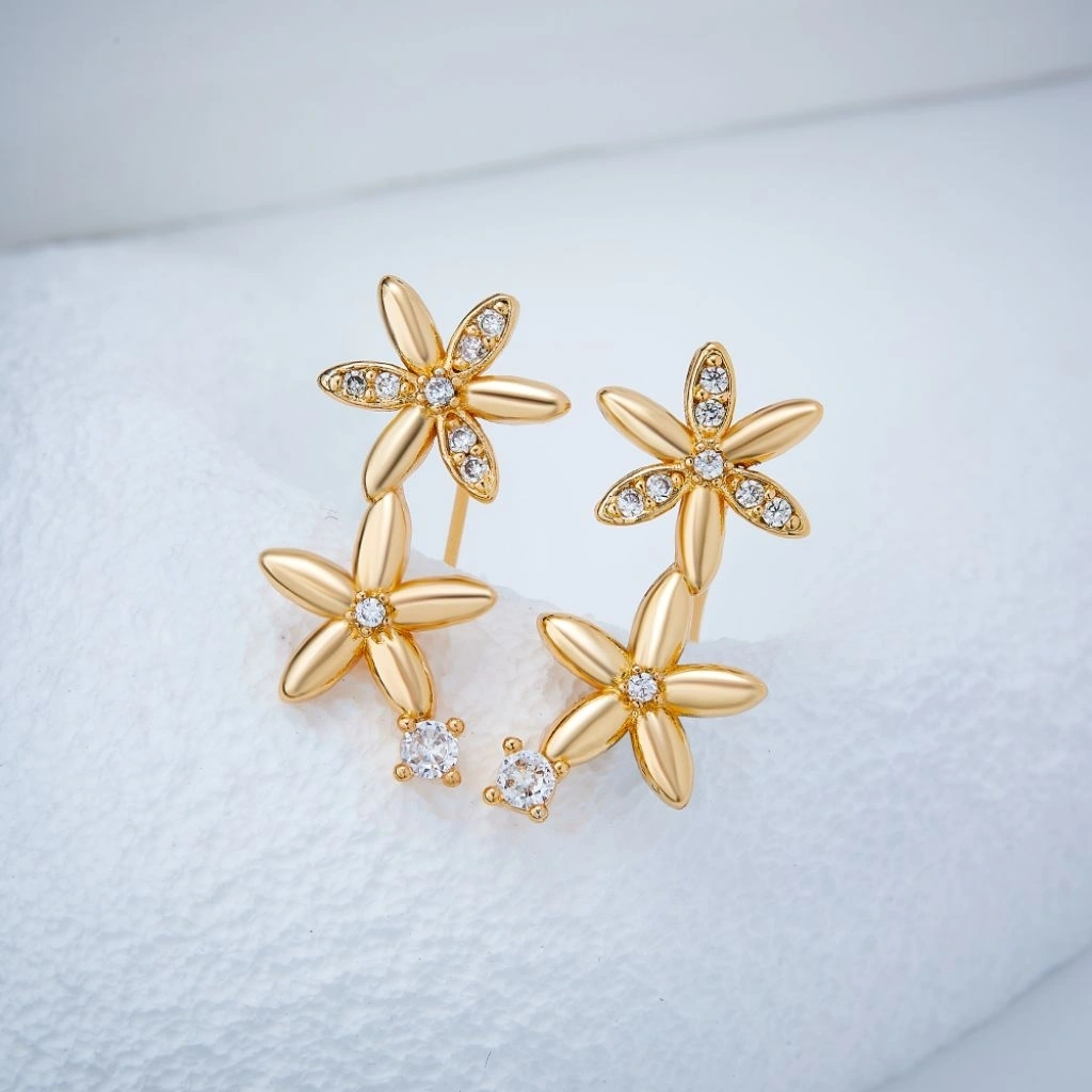 BLK Anting Jalar Perhiasan Wanita Lapis Emas Anti Karat Motif Permata Zircon Jewelry Premium Hadiah