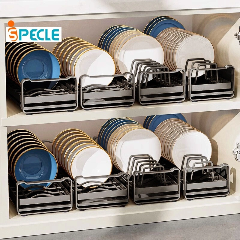 iSPECLE Tanpa Instalasi Rak Piring Rak Penyimpanan Piring Dapur Rak Mangkuk Countertops Kabinet Dengan Baki Pembuangan