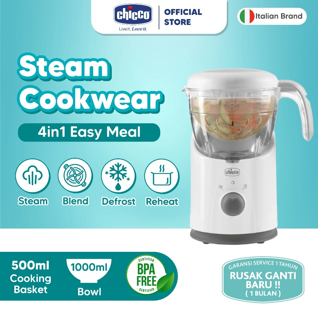 CHICCO Easy Meal 4in1 Baby Food Processor Food Maker Steamer Cooker Blender MPASI Bayi