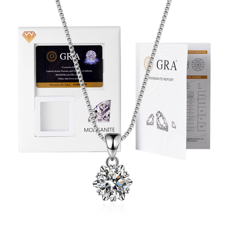 LOVETIA Kalung Imut-imut Rantai klavikula Moissanite s925 Perak Sertifikat GRA BTXL012