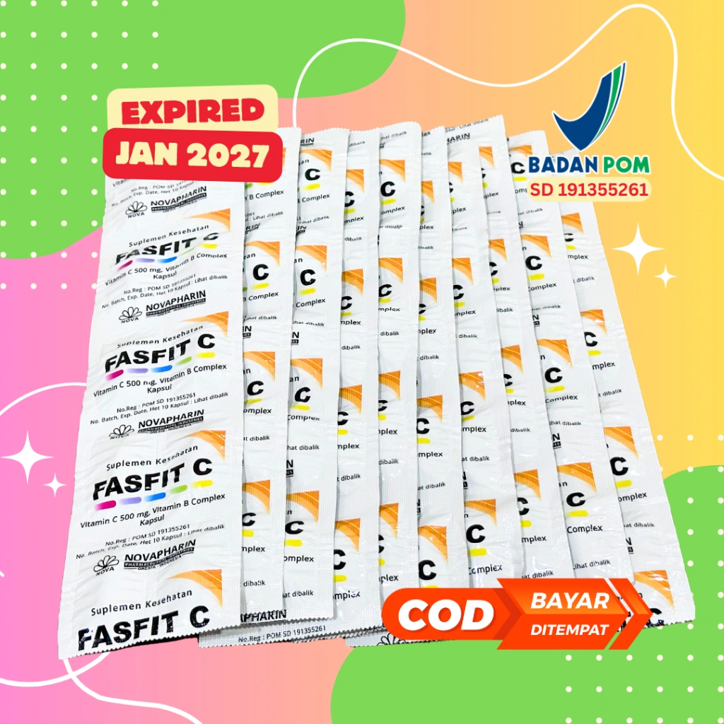 FASFIT C ECERAN 1 strip ( 10 KAPLET ) / Vitamin C / Vitamin C & B Kompleks / Multivitamin / Sumplemen Kesehatan / NOVAPHARIN