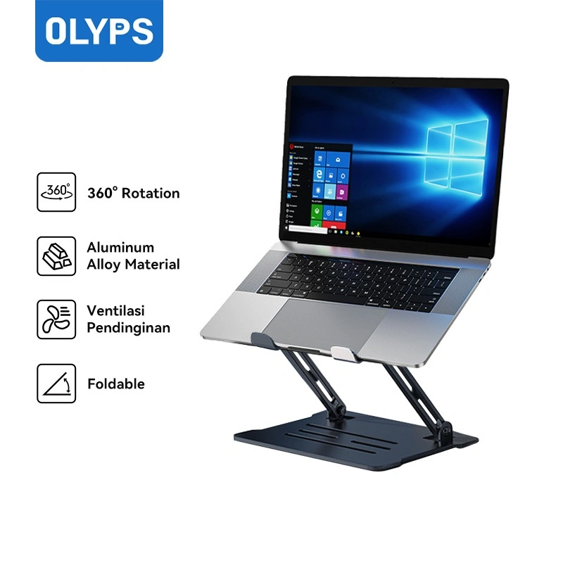 OLYPS Stand Laptop Aluminium Cooling Pad 360° Rotation Bisa Dilipat Desktop Stand Tablet Anti Slip