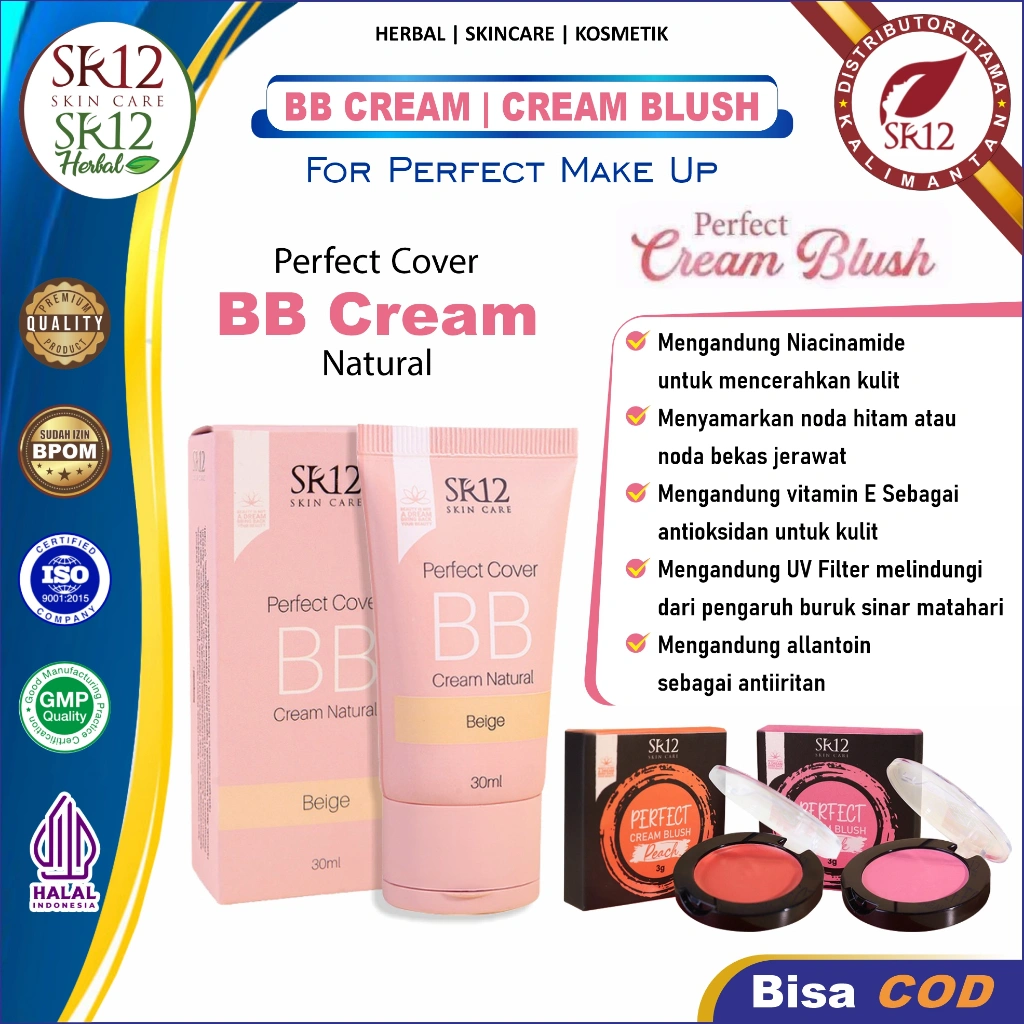 SR12 Perfect Cream Blush | Perfect BB Cream Natural Beige | Make Up Blush On Cream Liquid Foundation